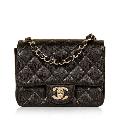 chanel classic mini black caviar